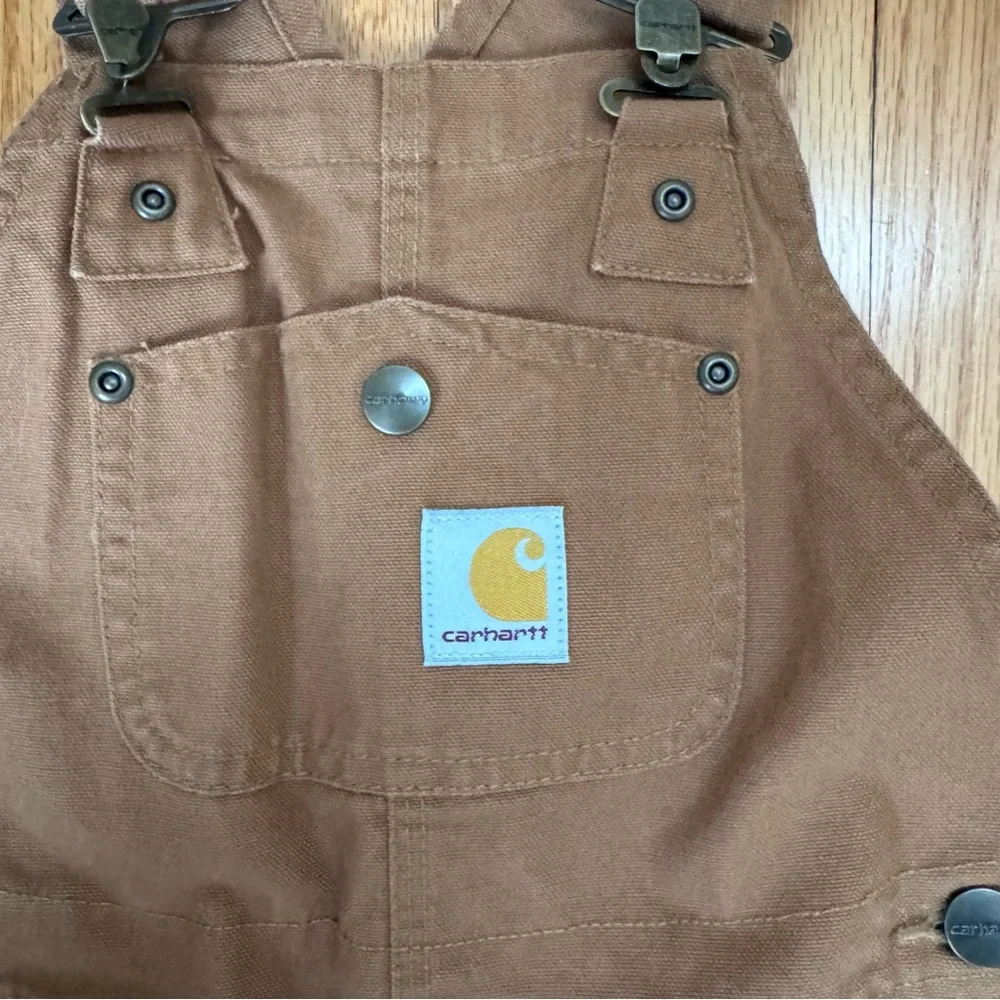 Carhartt Kids Brown Bib Overalls – Workwear Style - Picture 3 of 4